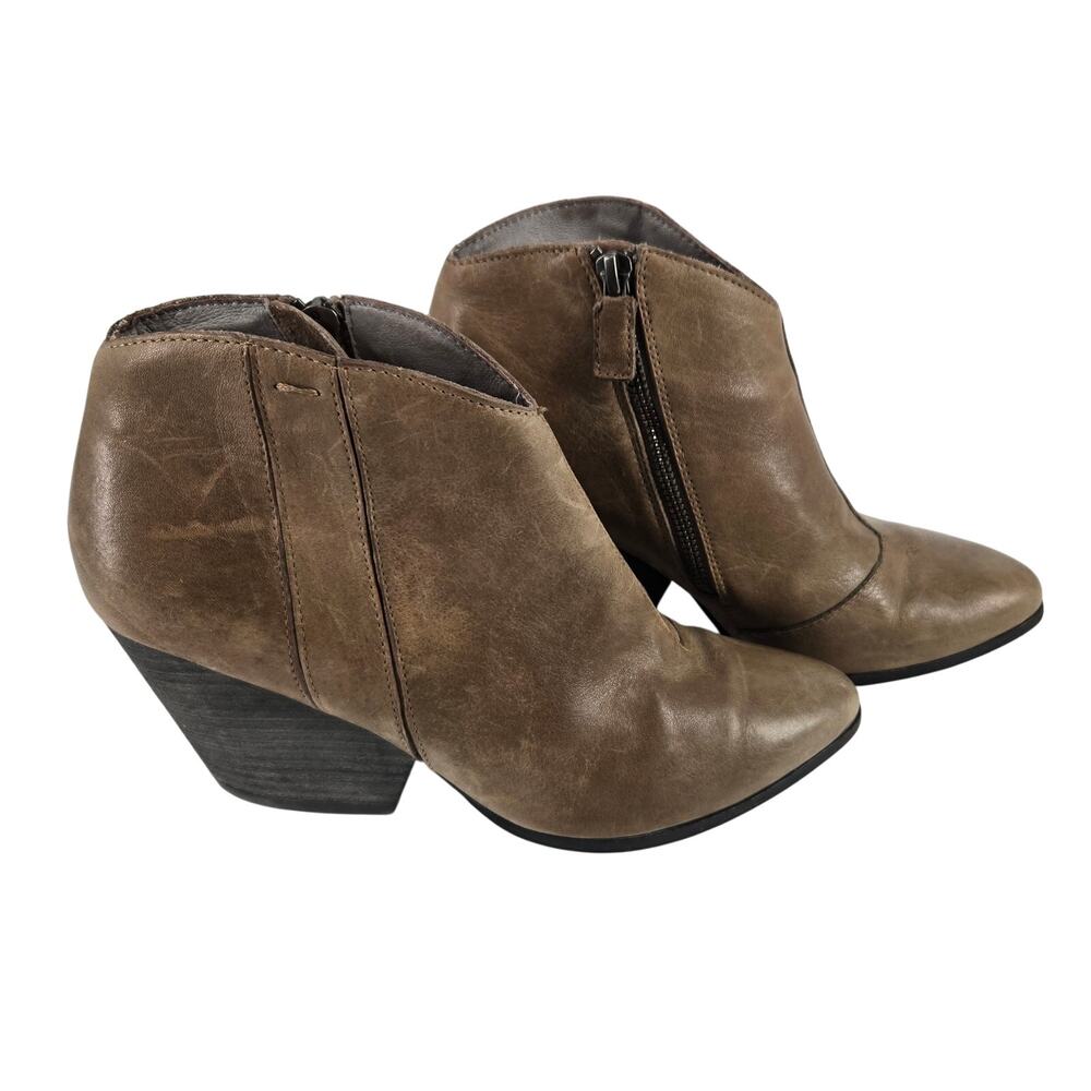 Eileen Fisher Brown Soft Trail Leather Ankle Bootie Western Womens 6.5 Chunky